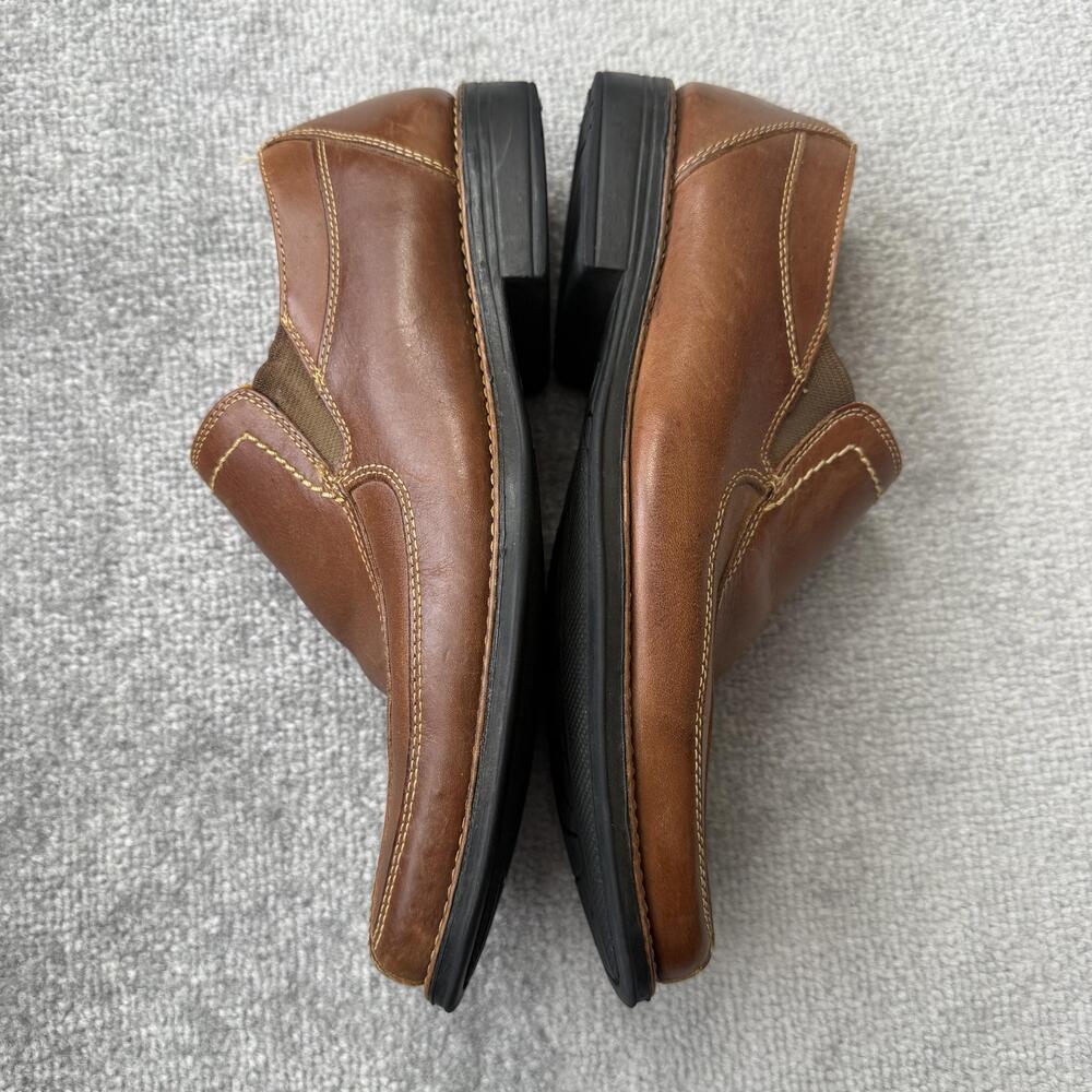 Sandro Shoes Mens Size 9.5 Brown Leather Slip On Comfort Loafers Square Toe - Picture 11 of 15